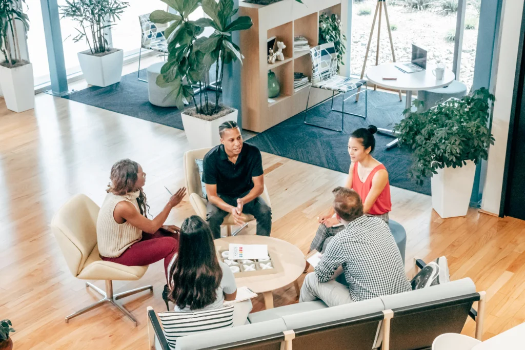 Professionals collaborating around a table